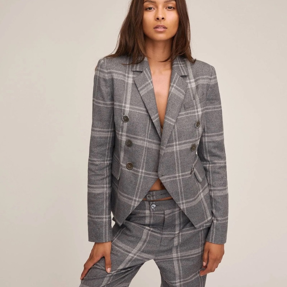 MARISSA WEBB Perrie Double-Breasted Plaid Blazer NWT